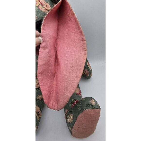 Stuffed Lop Eared Floral Rabbit ~ Cottage Core Bunny Handmade Vintage - Picture 5 of 11